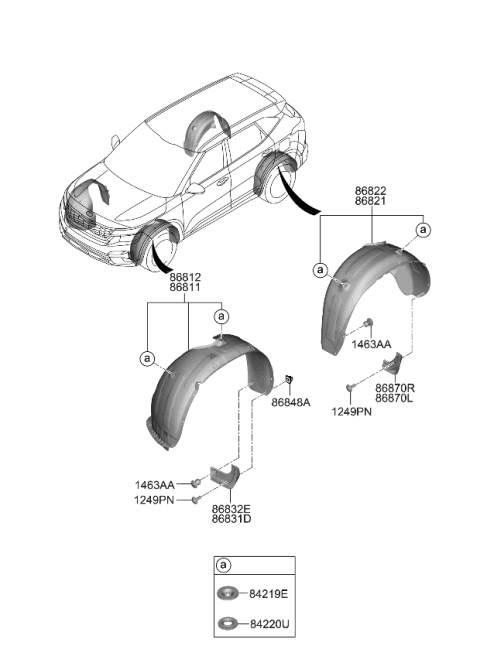 2021 Kia Seltos Guard Assembly-Rear Mud Diagram for 86842Q5000