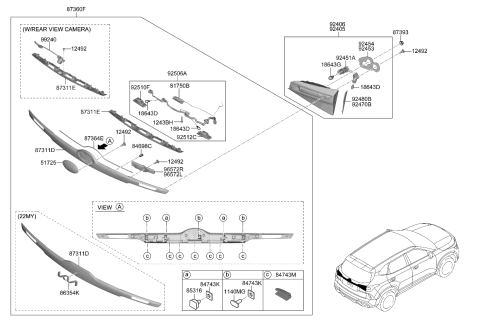 2024 Kia Seltos Tail Gate Handle Assembly Diagram for 81820Q5000