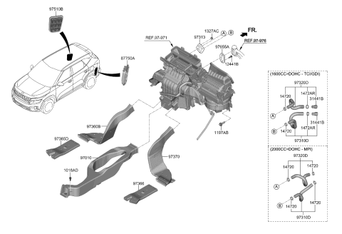 2021 Kia Seltos Duct Assembly-Rr Vent Diagram for 97010Q5000