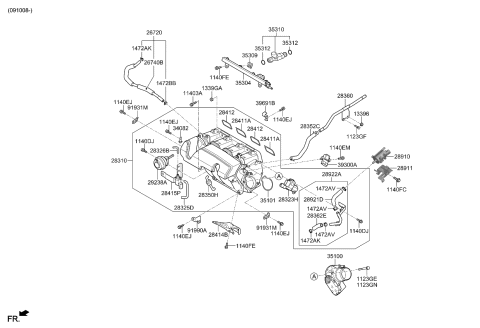 2009 Kia Forte Koup Intake Manifold Vapor Canister Purge Solenoid Valve Diagram for 283242G200