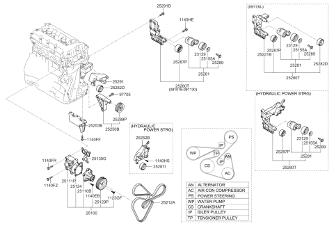 2009 Kia Forte Koup Idler-Drive Belt Diagram for 2528825000