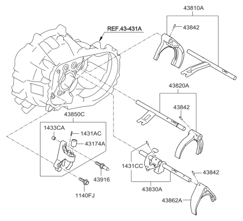 2013 Kia Forte Gear Shift Control-Manual Diagram 2