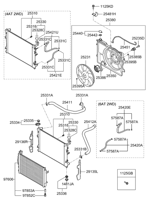 2010 Kia Forte Blower Assembly-Radiator Diagram for 253801M050