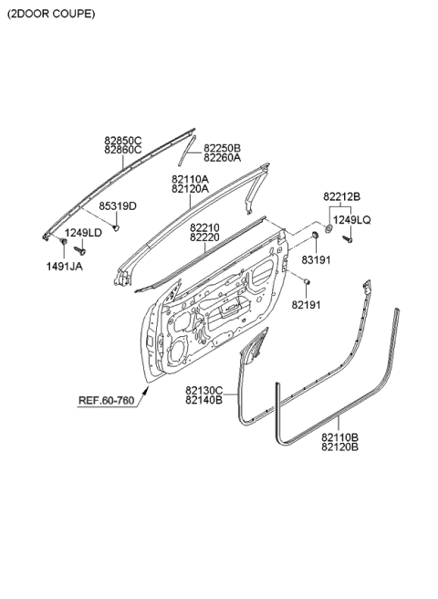 2009 Kia Forte Koup RETAINER Assembly-WEATHERSTRIP Diagram for 822501M200