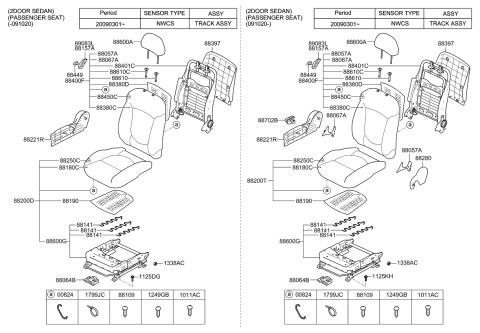 2009 Kia Forte Koup Pad Assembly-Front Seat Cushion Diagram for 882501M600