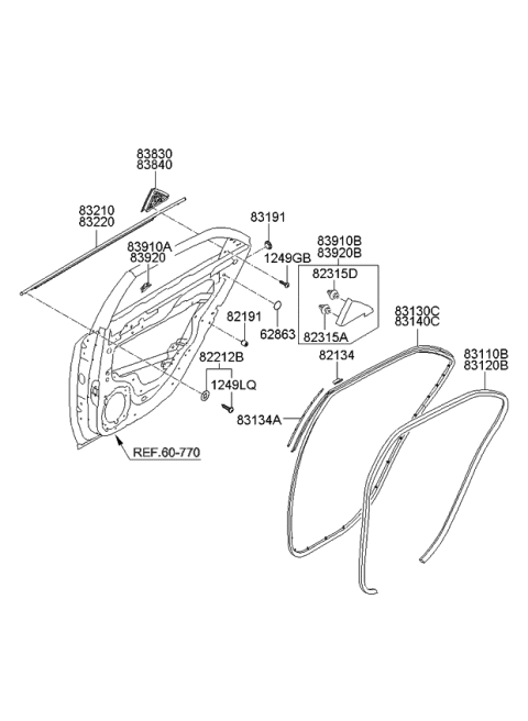 2010 Kia Forte Rear Door Moulding Diagram