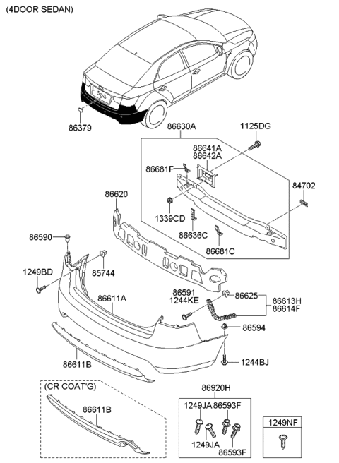 2013 Kia Forte Koup Rear Bumper Diagram 1