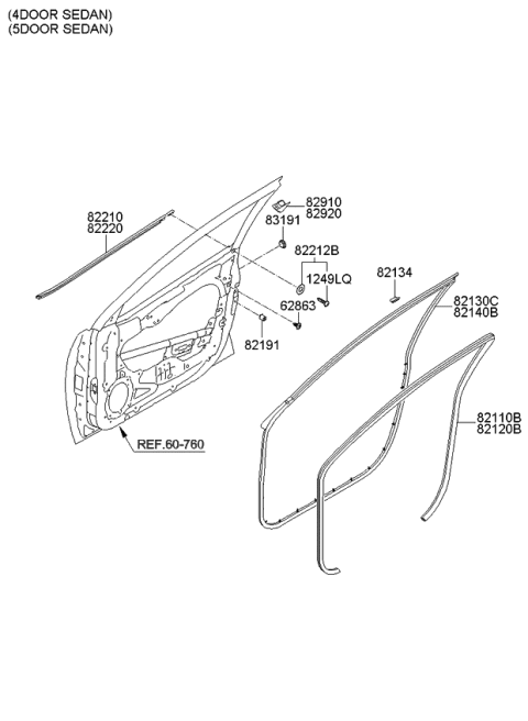 2013 Kia Forte Koup Cover Assembly-Front Door Frame Diagram for 822801M000WK