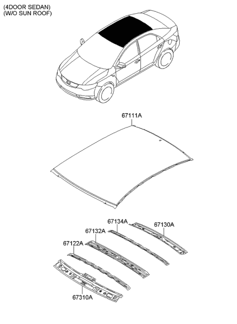 2011 Kia Forte Roof Panel Diagram 1