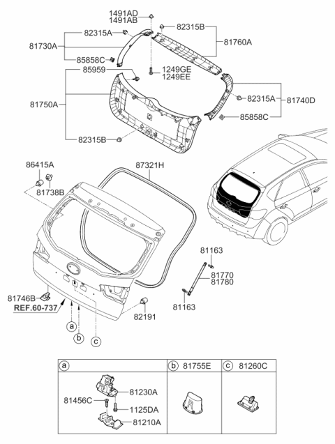 2012 Kia Forte Koup Tail Gate Trim Diagram