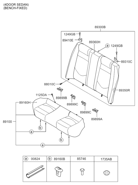 2010 Kia Forte Koup Back Assembly-Rear Seat Diagram for 893001M321AF1