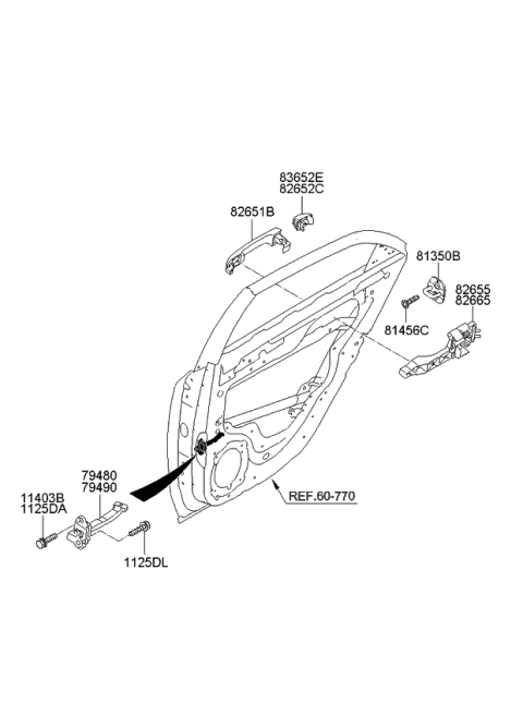 2009 Kia Forte Koup Checker Assembly-Rear Door Diagram for 794801M000