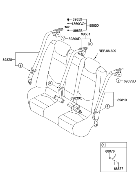 2009 Kia Forte Rear Seat Belt Diagram 1