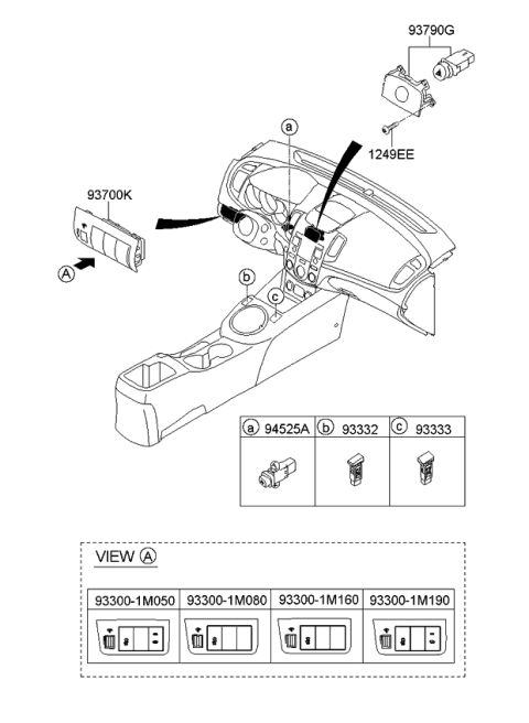 2013 Kia Forte Switch Assembly-Crash Pad Lower LH Diagram for 933001M080WK