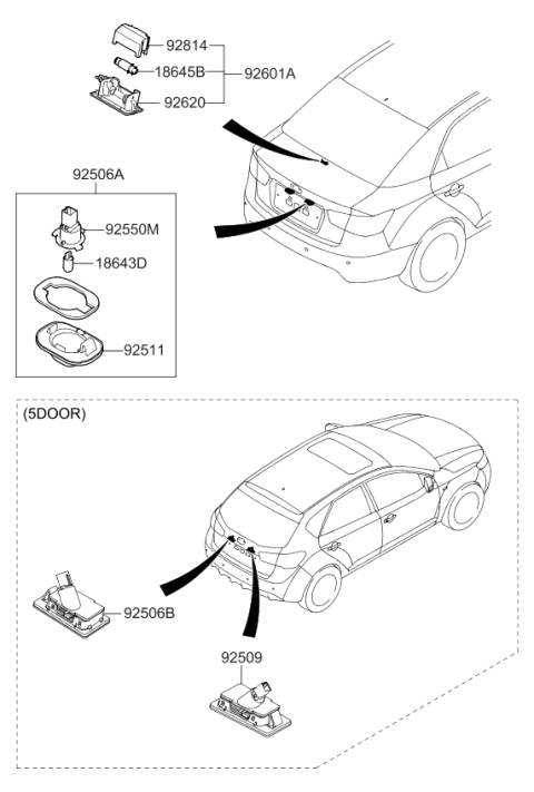 2009 Kia Forte License Plate & Interior Lamp Diagram