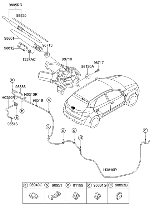 2010 Kia Forte Koup Windshield Wiper-Rear Diagram