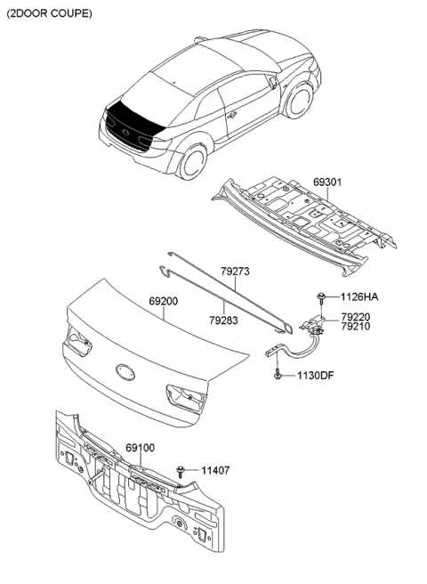 2009 Kia Forte Trunk Lid & Back Panel Diagram 2