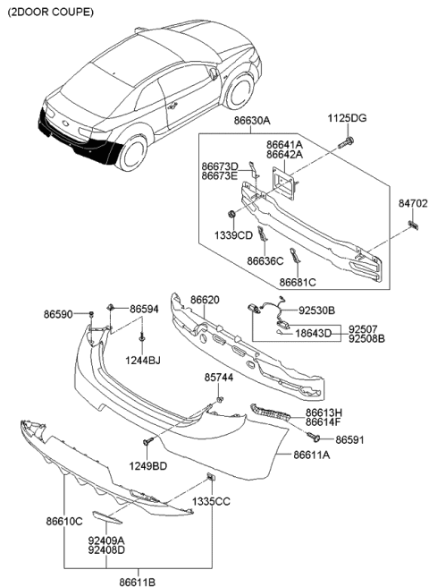 2011 Kia Forte Koup Bracket-Rear Bumper Lower Diagram for 866851M000
