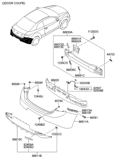 2011 Kia Forte Koup Bracket-Rear Beam Lower Mounting Diagram for 866861M000