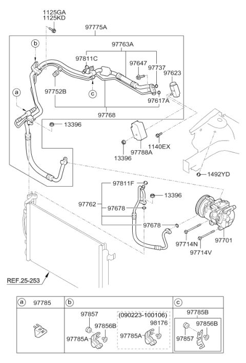 2010 Kia Forte Air Condition System-Cooler Line, Front Diagram 1