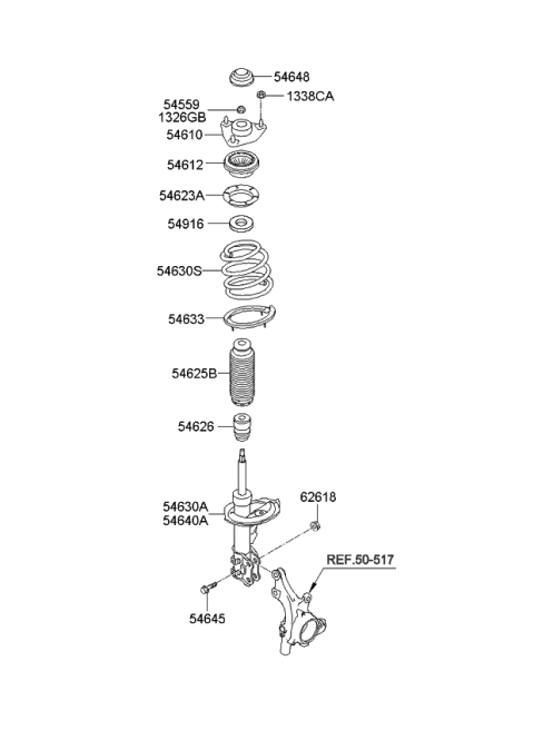 2009 Kia Forte Koup Front Shock Absorber Assembly, Right Diagram for 546611M360