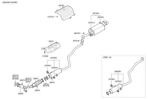 2011 Kia Forte Koup Rear Muffler Assembly Diagram for 287301M280