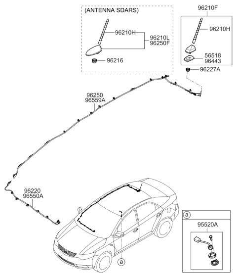 2011 Kia Forte Koup Combination Antenna Assembly Diagram for 962101M400