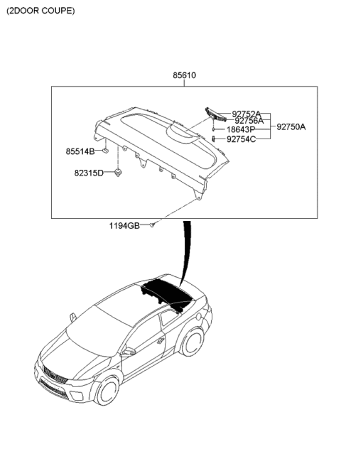 2009 Kia Forte Rear Package Tray Diagram 2