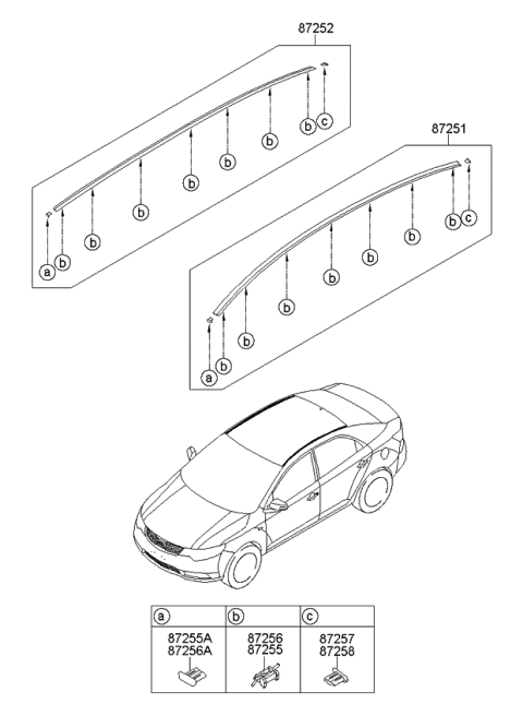 2012 Kia Forte Koup Roof Garnish & Roof Rack Diagram 1