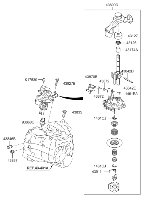 2012 Kia Forte Gear Shift Control-Manual Diagram 4