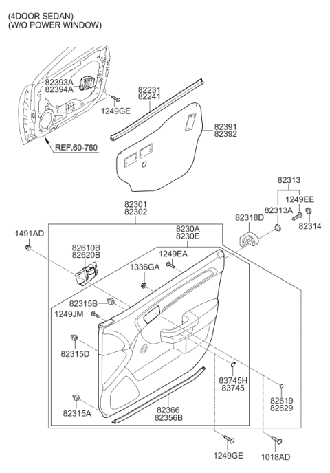 2009 Kia Forte Trim-Front Door Diagram 1