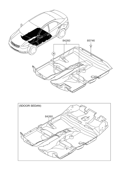 2009 Kia Forte Carpet Assembly-Floor Diagram for 842601M531WK