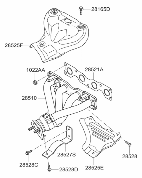 2009 Kia Forte Exhaust Manifold Assembly Diagram for 285112G010