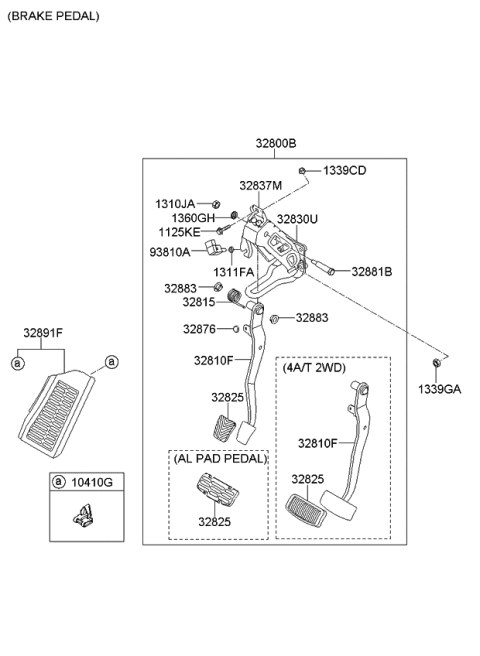 2012 Kia Forte Koup Pedal Assembly-Brake Diagram for 328002H300