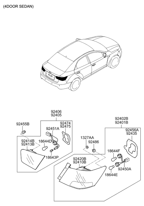 2010 Kia Forte Koup Lamp Assembly-Rear Combination Diagram for 924021M010