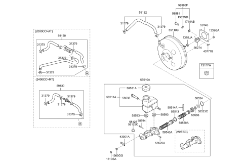 2009 Kia Forte Koup Brake Master Cylinder & Booster Diagram