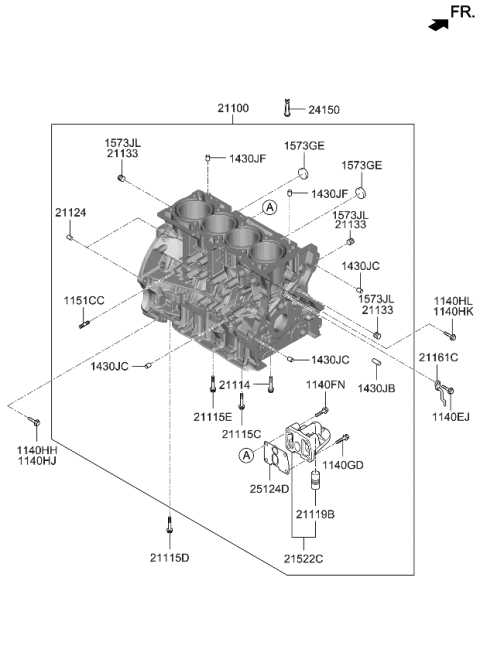 2010 Kia Forte Block Assembly-Cylinder Diagram for 211002G237