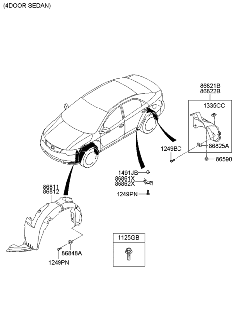 2010 Kia Forte Koup Wheel Guard Diagram 1