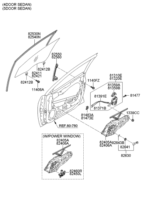 2012 Kia Forte Front Door Window Regulator & Glass Diagram 1