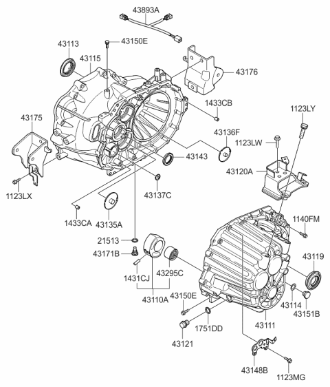 2013 Kia Forte Koup Transaxle Case-Manual Diagram 3