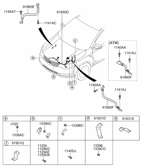 2013 Kia Forte Battery Wiring Assembly Diagram for 918501M210