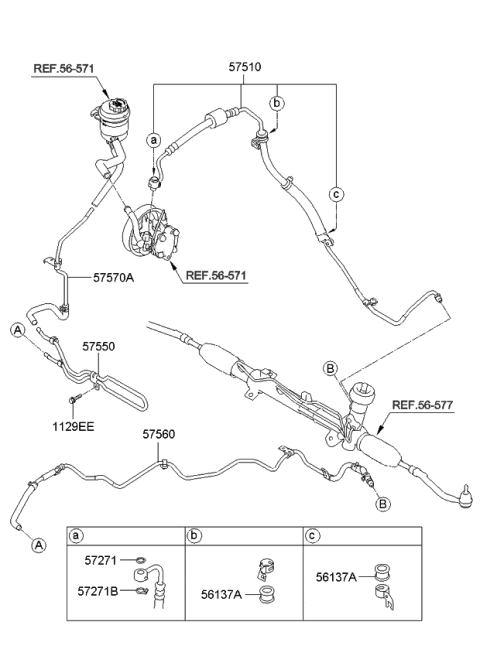 2013 Kia Forte Koup Power Steering Hose & Bracket Diagram