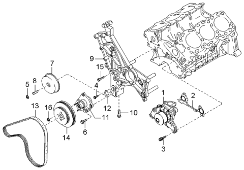 2006 Kia Sorento Pump Assembly-Water Diagram for 2510039802