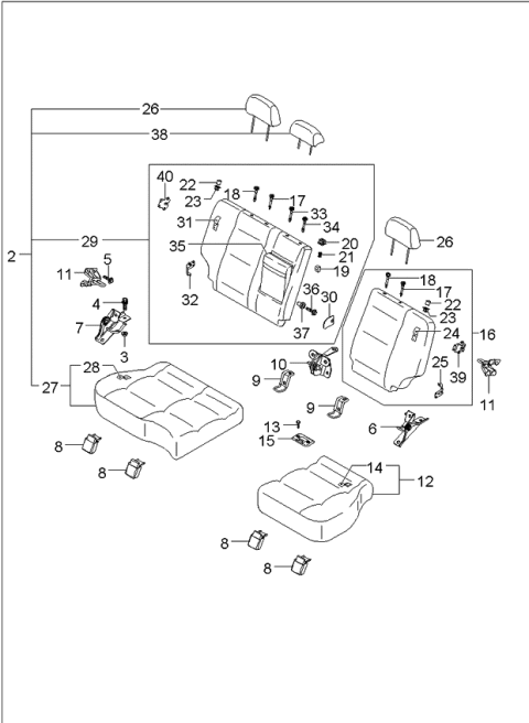 2003 Kia Sorento Cushion Assembly-Rear Seat Diagram for 891003E001CY5