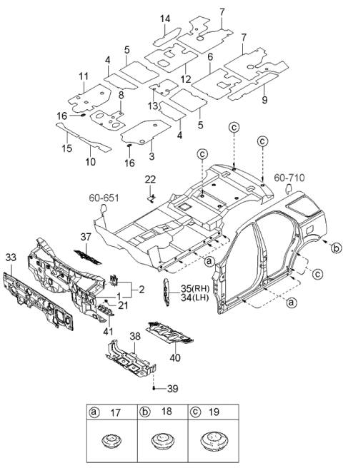 2004 Kia Sorento Isolation Pad & Floor Covering Diagram 1