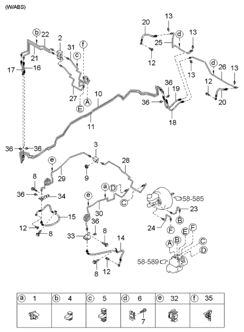 2004 Kia Sorento Hose-Flexible, Rear,LH Diagram for 587353E000