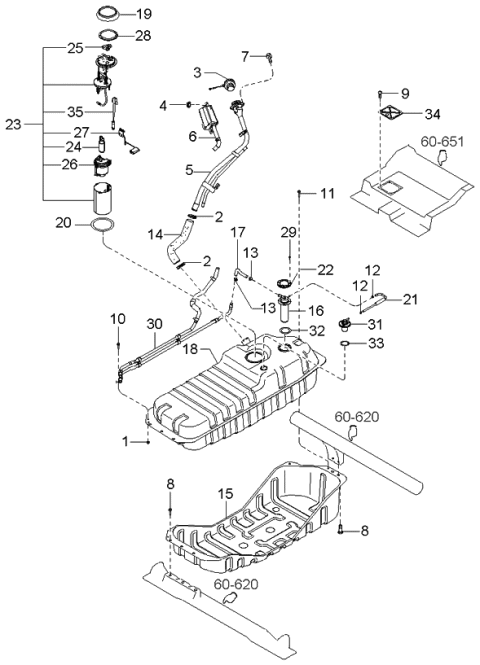 2005 Kia Sorento Protector Diagram for 311023E000