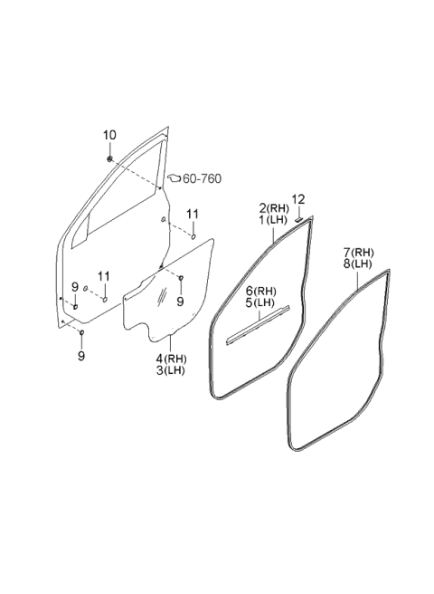 2003 Kia Sorento Moulding-Front Door Diagram