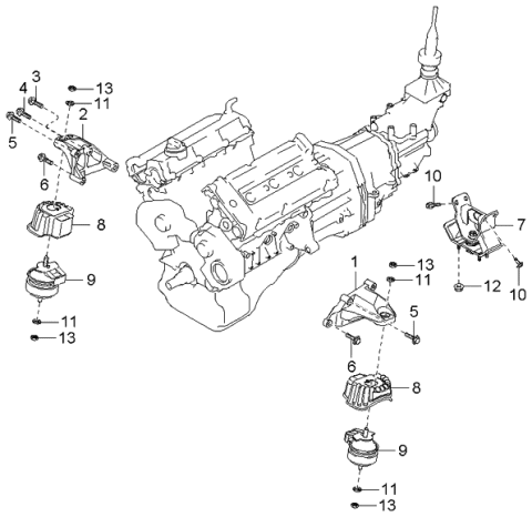 2003 Kia Sorento Engine & Transaxle Mounting Diagram 5