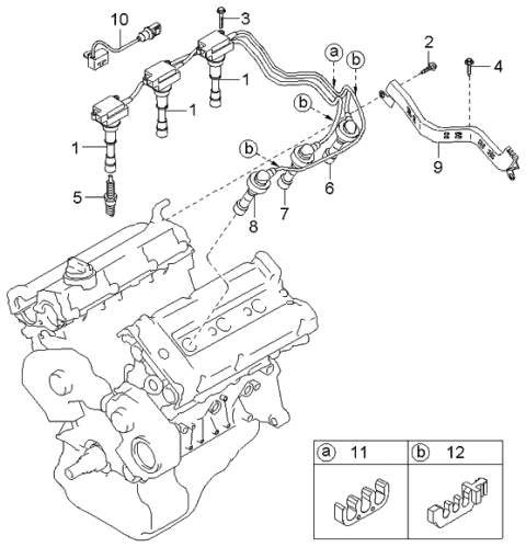 2003 Kia Sorento Spark Plug & Cable Diagram